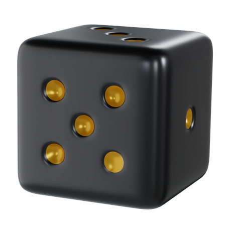 Dice Black Cube Five  3D Icon