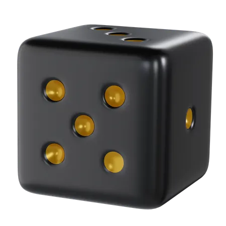 Dice Black Cube Five  3D Icon