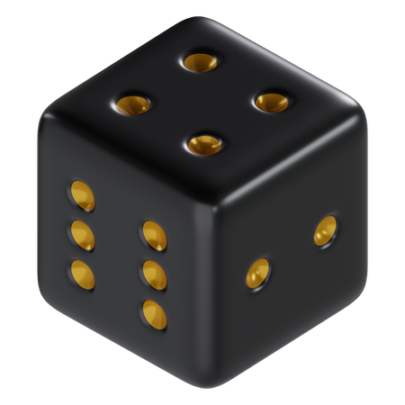 Dice Black Cube Four  3D Icon