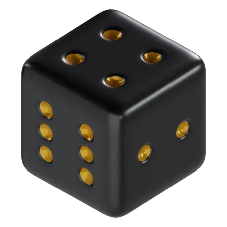 Dice Black Cube Four  3D Icon