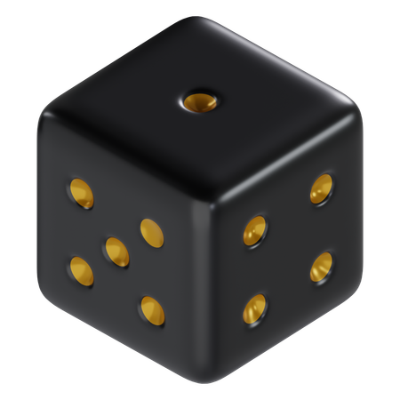 Dice Black Cube One  3D Icon