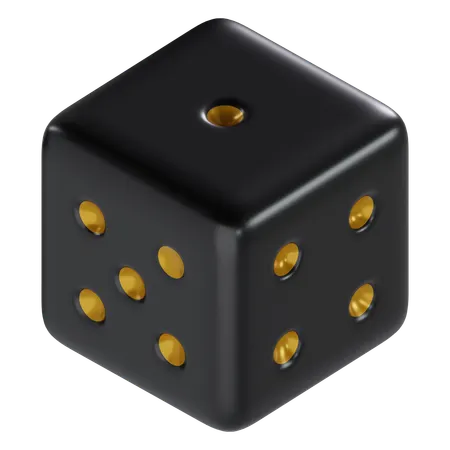 Dice Black Cube One  3D Icon