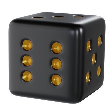 Dice Black Cube Six  3D Icon