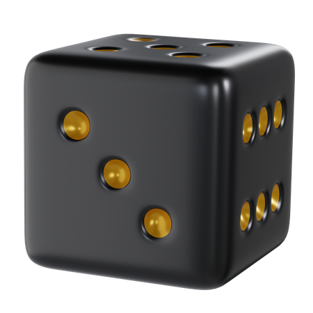 Dice Black Cube Three  3D Icon