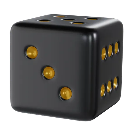 Dice Black Cube Three  3D Icon