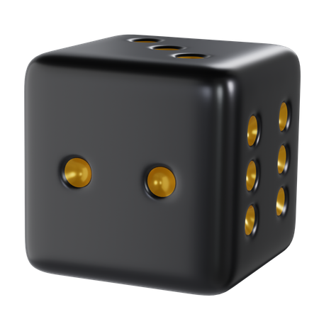 Dice Black Cube Two  3D Icon