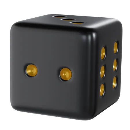 Dice Black Cube Two  3D Icon
