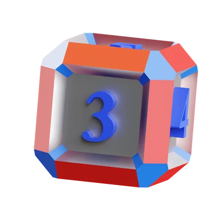 Dice Face 3  3D Icon