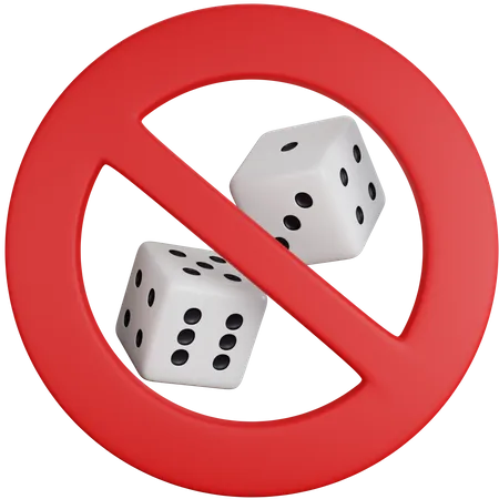 3 D Icon Illustration Two Dice With Prohibition Sign 3D Icon
