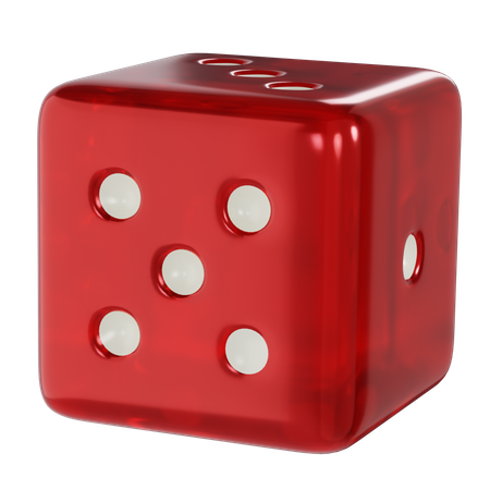 Dice Red Cube Five  3D Icon