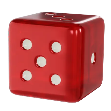 Dice Red Cube Five  3D Icon