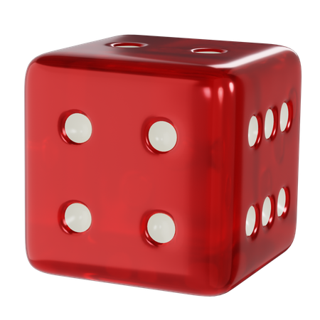 Dice Red Cube Four  3D Icon