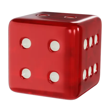 Dice Red Cube Four  3D Icon
