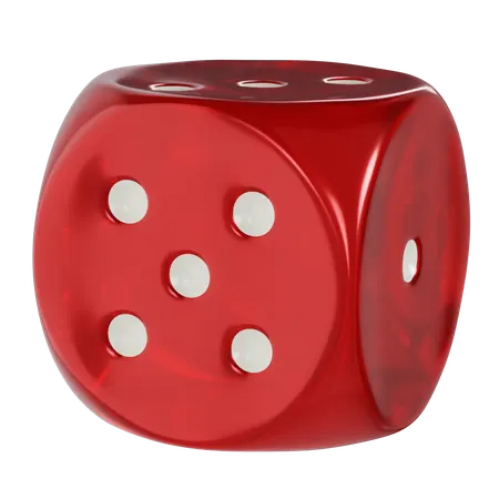 Dice Red Cube Rounded Five  3D Icon