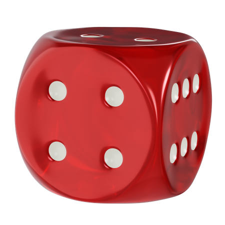 Dice Red Cube Rounded Four  3D Icon