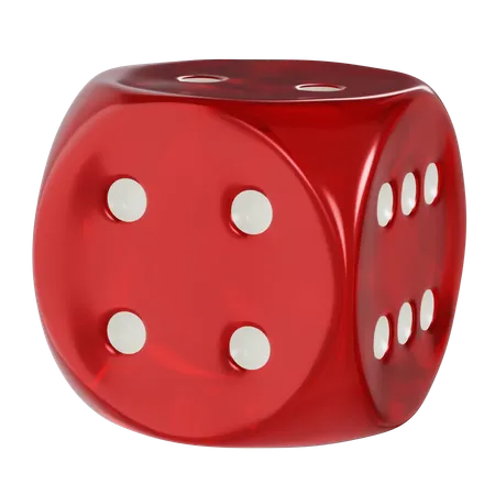 Dice Red Cube Rounded Four  3D Icon