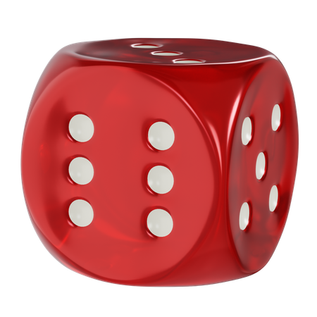 Dice Red Cube Rounded Six  3D Icon