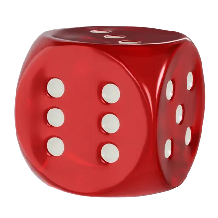 Dice Red Cube Rounded Six  3D Icon