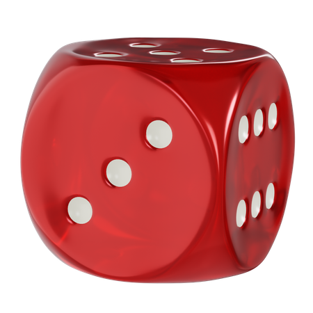 Dice Red Cube Rounded Three  3D Icon