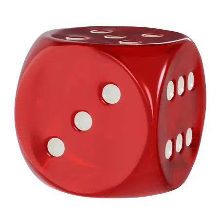 Dice Red Cube Rounded Three  3D Icon