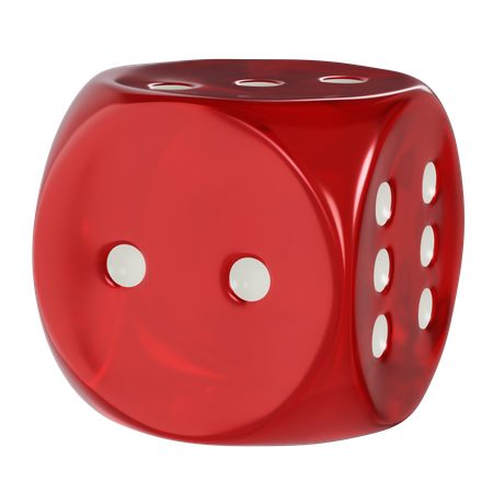 Dice Red Cube Rounded Two  3D Icon