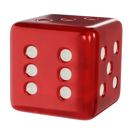 Dice Red Cube Six  3D Icon