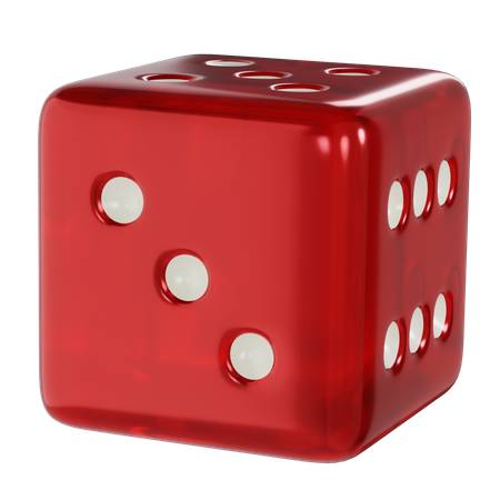 Dice Red Cube Three  3D Icon