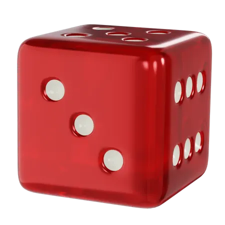 Dice Red Cube Three  3D Icon