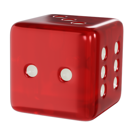 Dice Red Cube Two  3D Icon