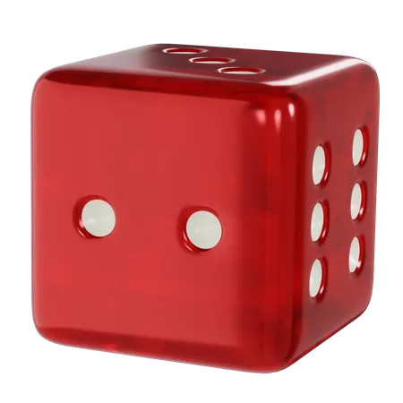 Dice Red Cube Two  3D Icon