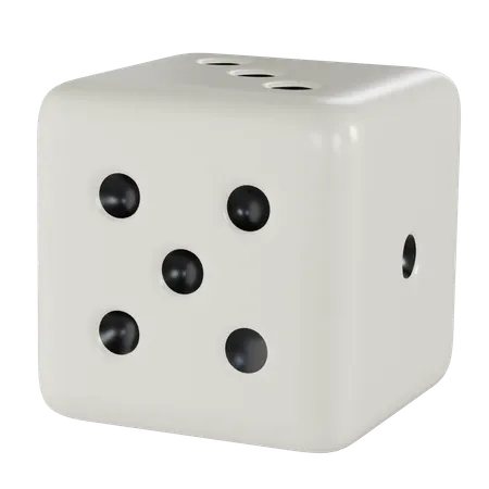 Dice White Cube Five  3D Icon