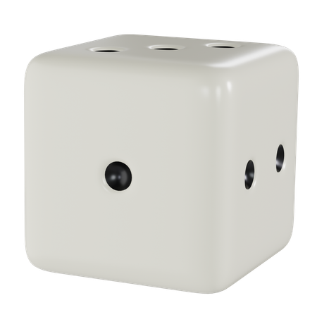 Dice White Cube One  3D Icon