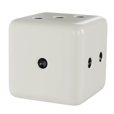 Dice White Cube One  3D Icon