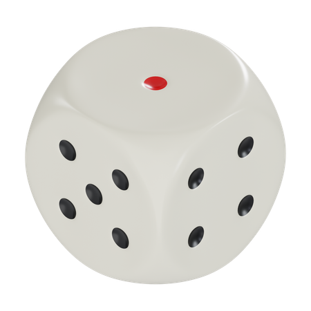 Dice White Cube Rounded One  3D Icon