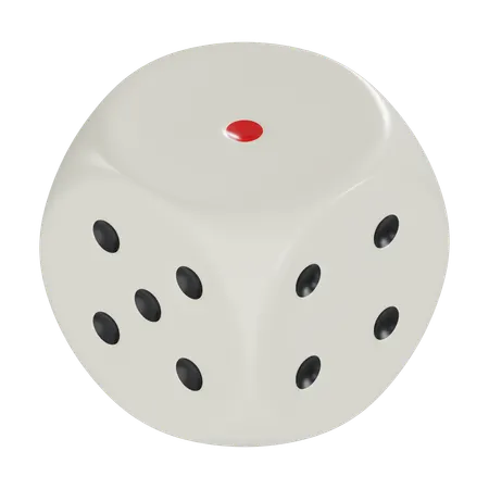 Dice White Cube Rounded One  3D Icon