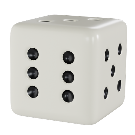Dice White Cube Rounded Six  3D Icon