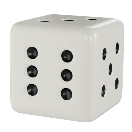 Dice White Cube Rounded Six  3D Icon