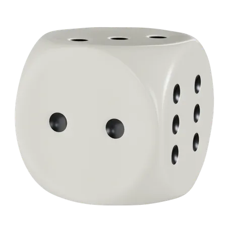 Dice White Cube Rounded Two  3D Icon