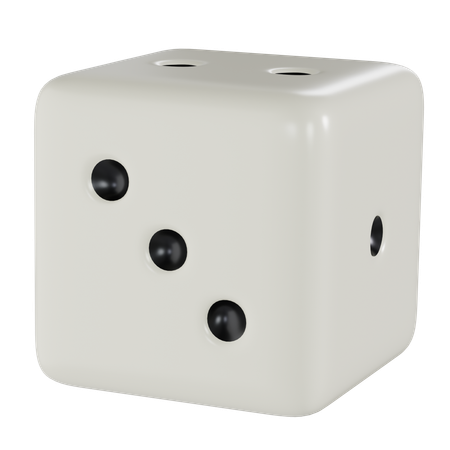 Dice White Cube Three  3D Icon