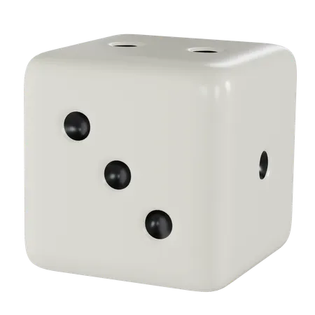 Dice White Cube Three  3D Icon