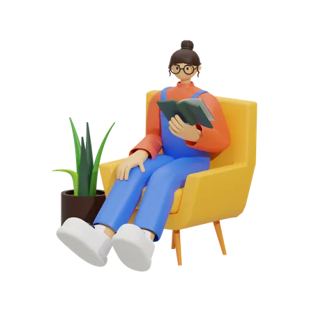 Die Freude am Lesen  3D Illustration