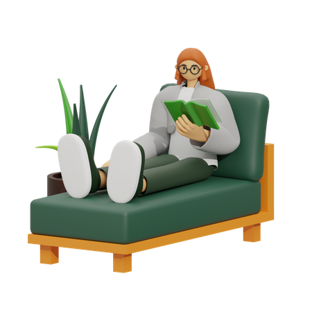 Die Freude am Lesen  3D Illustration