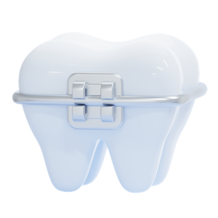 Diente con brackets  3D Icon