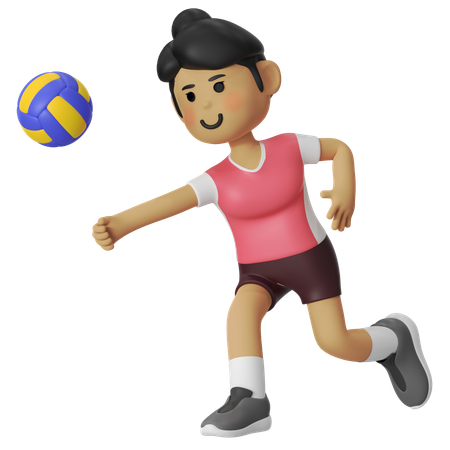 Digging Volley Player Girl  3D Icon
