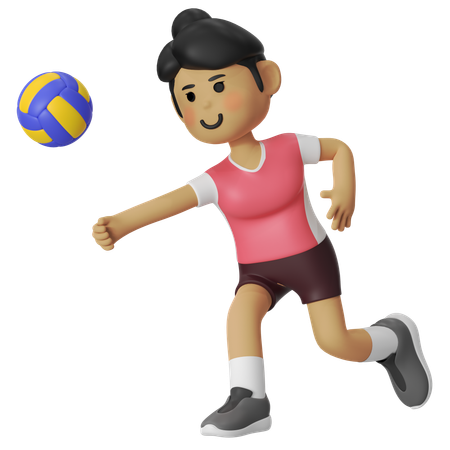 Digging Volley Player Girl  3D Illustration