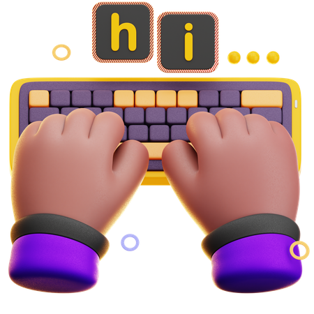 Mãos digitando no teclado  3D Icon