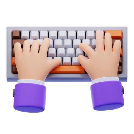 Mão digitando no teclado  3D Icon