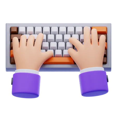 Mão digitando no teclado  3D Icon