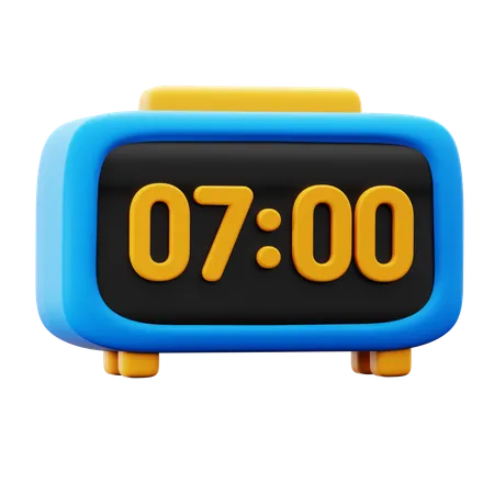 Digital Alarm With 7 Clock On Screen 3 D Icon Illustration Render Design 3D Icon