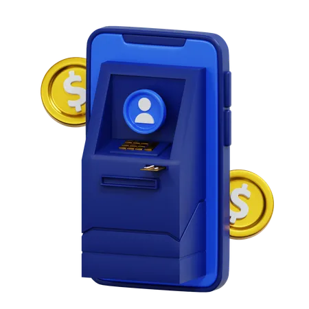 Digital ATM Icon for Modern Banking and Cashless Transactions  3D Icon